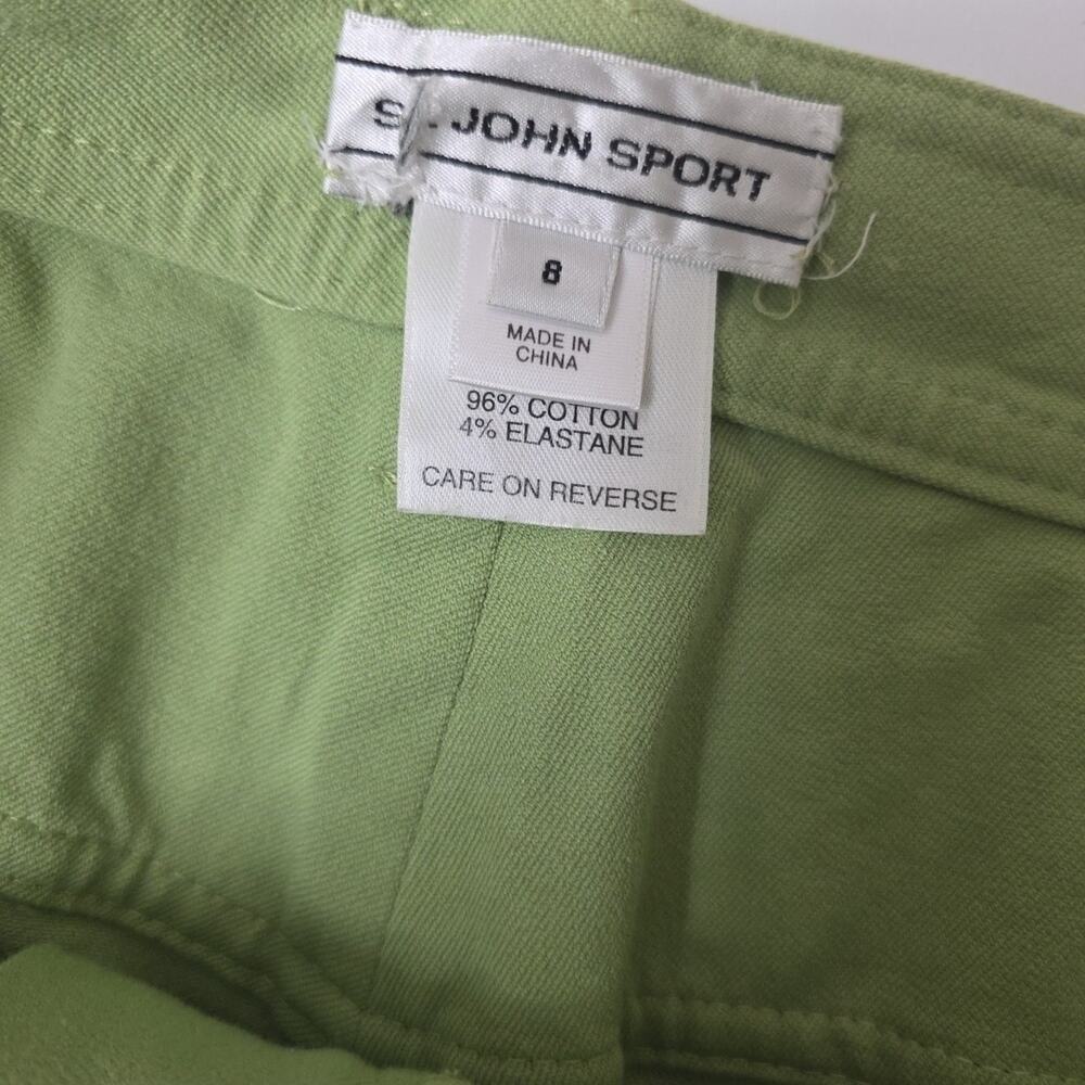 St John Sport Pants Womens Size 8 Green Cotton Stretch Straight Leg Casual - Picture 8 of 8